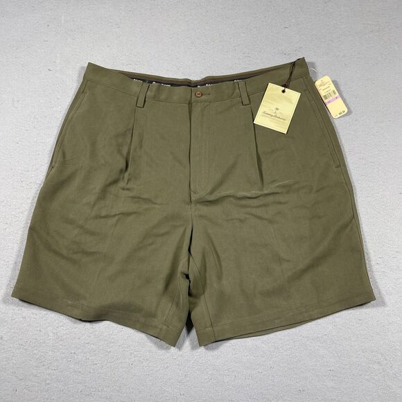 Tommy Bahama Shorts Men 38 Olive Green 100%‎ Silk Pleated Front Casual NWT - Picture 1 of 11